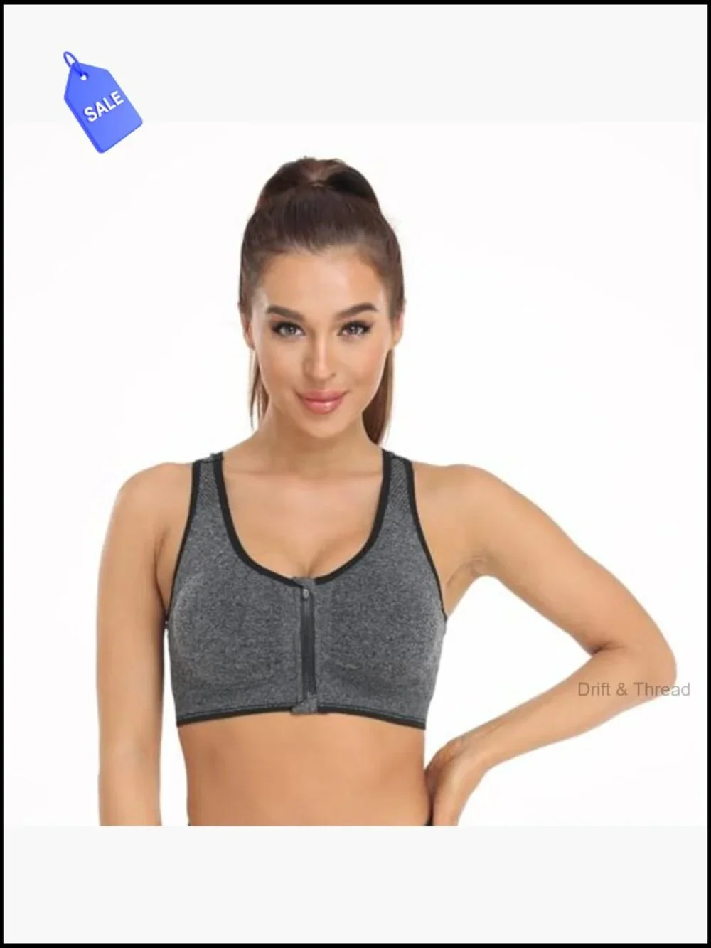 Zip Front Sports Bra Wireless Post-Surgery Active Yoga Bra Medium Support